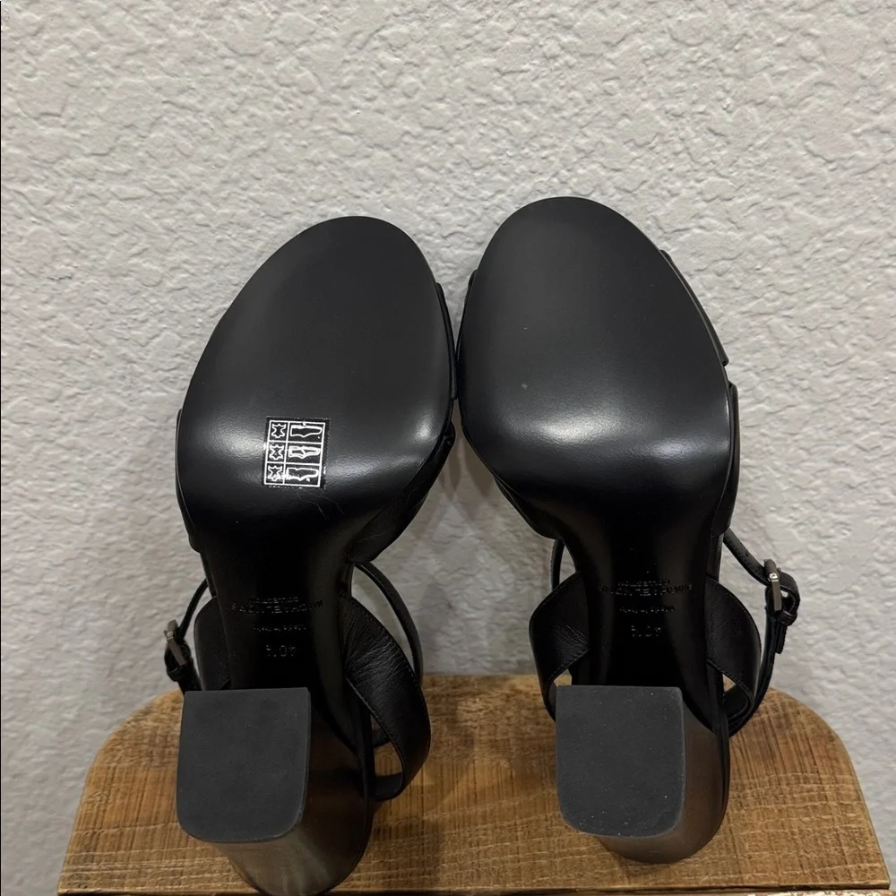 Michael Kors Collection Gabrielle Runway Black Leather Heeled Sandal Size 10.5 - Picture 6 of 9